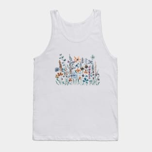 blue and brown wildflowers watercolor Tank Top